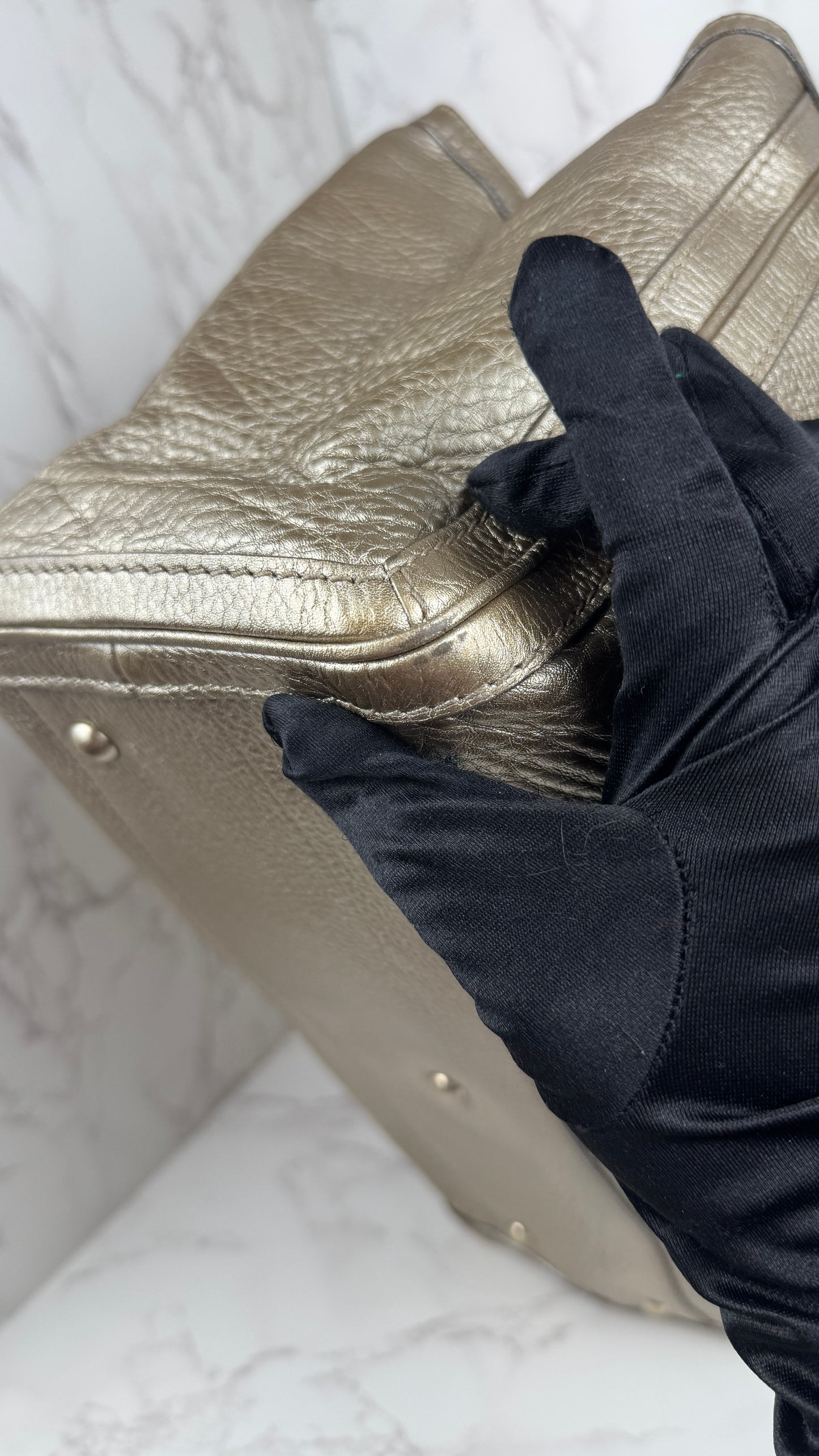 Gucci Bella Metallic Leather Tote Bag