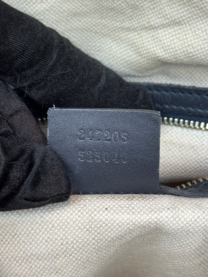 GUCCI Web Boston Navy Blue GG Canvas with strap