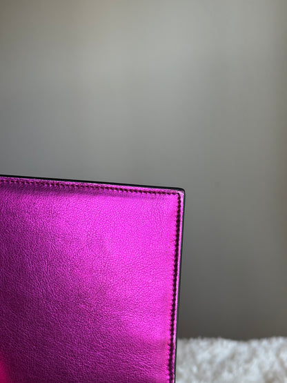SAINT LAURENT Classic Monogram Tassel Chain wallet Leather pink metallic