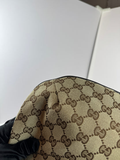 Gucci Web Halfmoon Crossbody GG Canvas