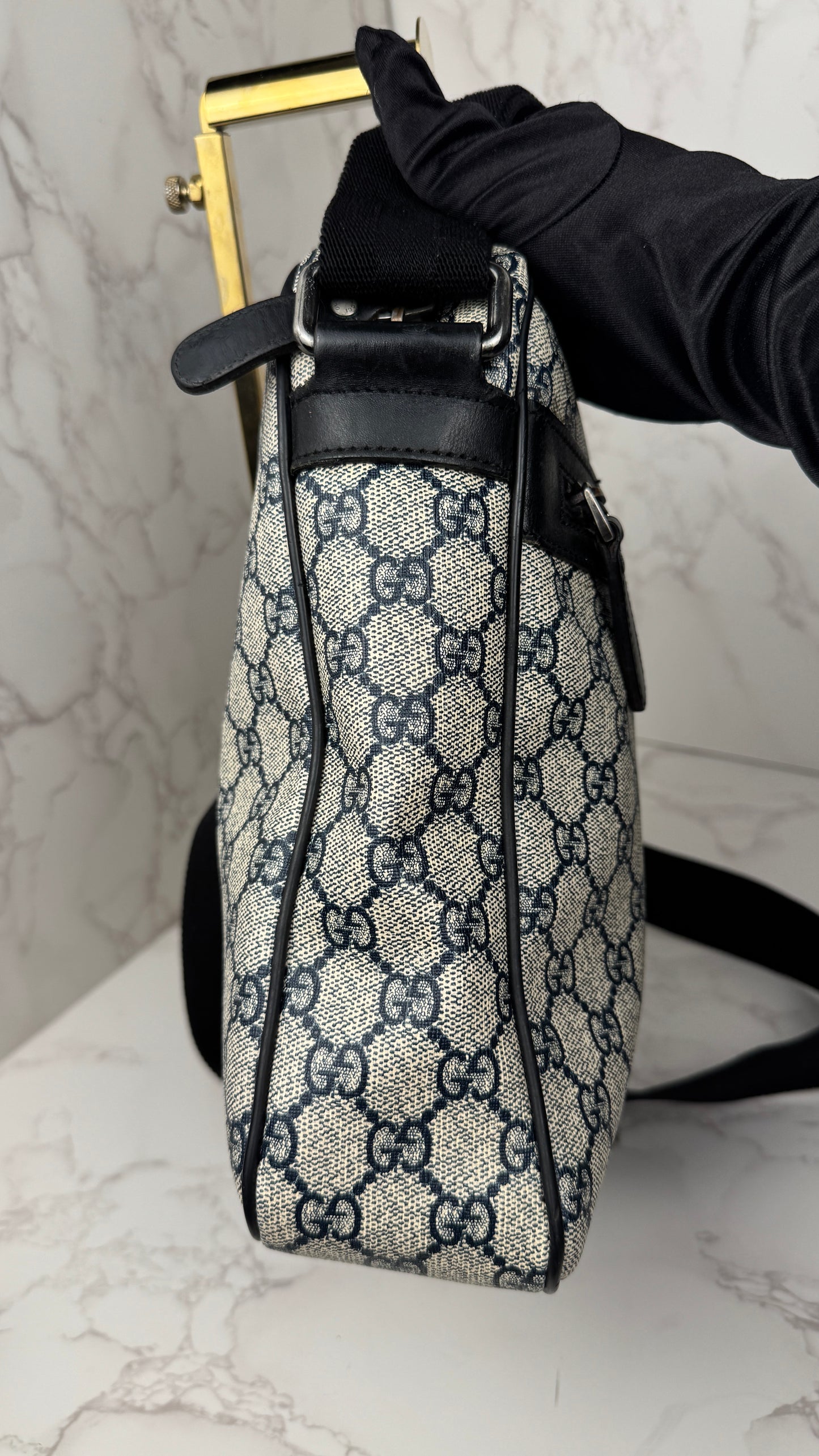 Gucci Front Zip Messenger Navy