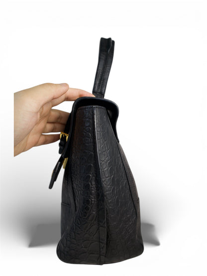 Prada Croc-Embossed Leather Top Handle Bag – Medium