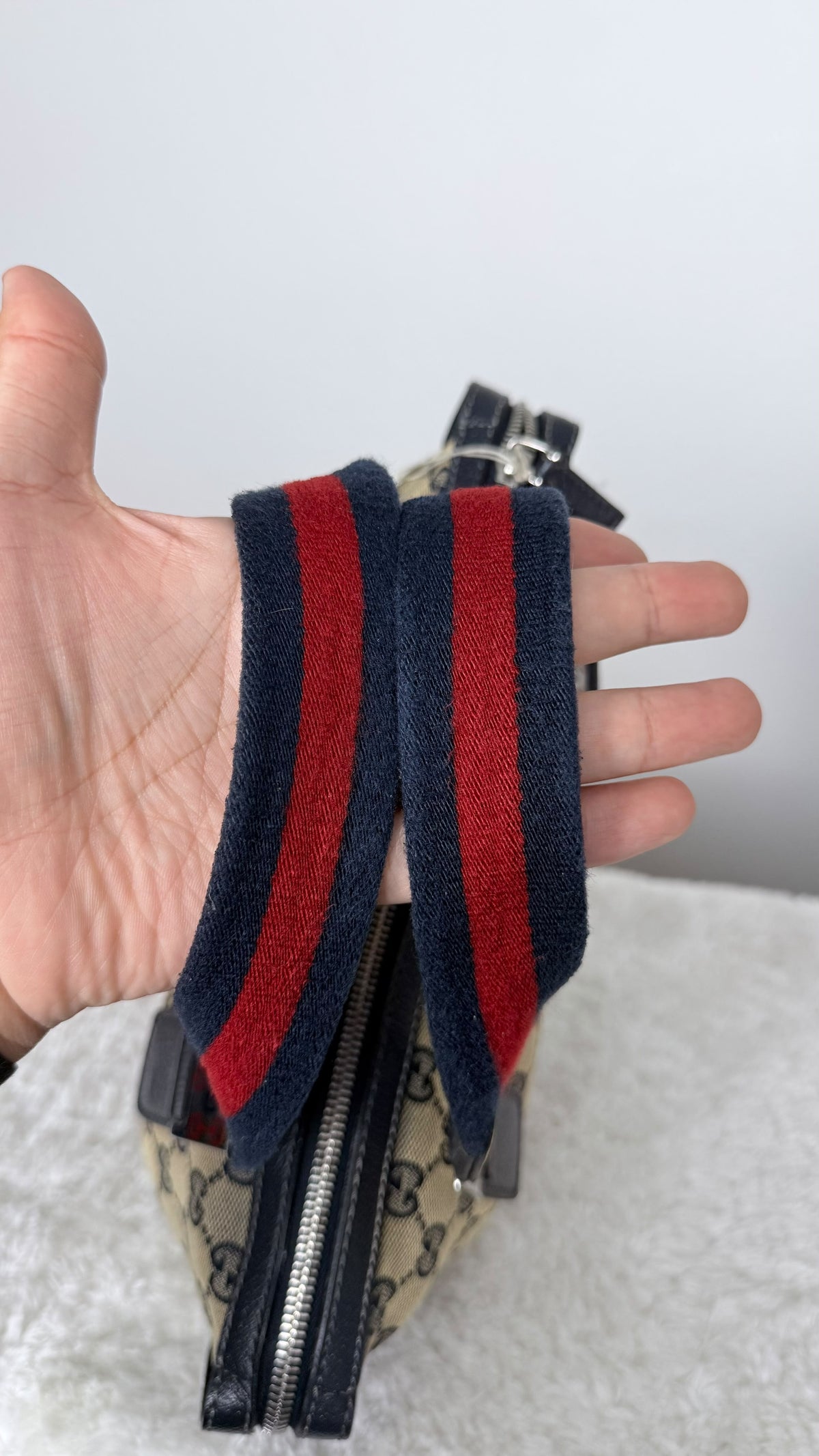 GUCCI Web Boston Pop GG Canvas Navy