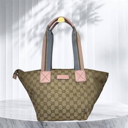 Gucci Web Tote Pink&Blue GG Canvas