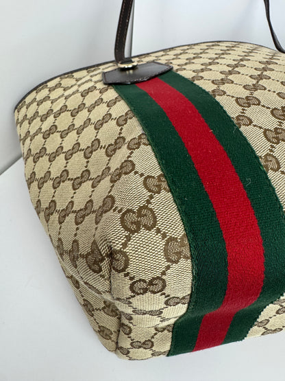 Gucci Web Tote GG Canvas Dark Brown