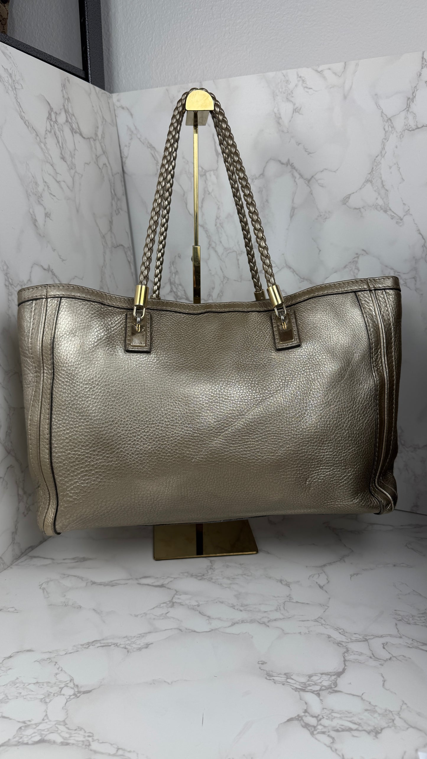 Gucci Bella Metallic Leather Tote Bag