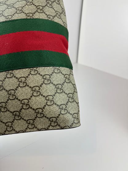 GUCCI Web Clutch GG Supreme Coated Canvas