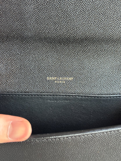 SAINT LAURENT Uptown Chain Wallet Caviar Leather bLack