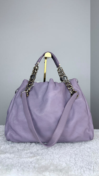 BVLGARI Leather Top Handle Purple