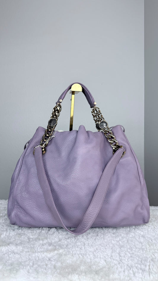 BVLGARI Leather Top Handle Purple