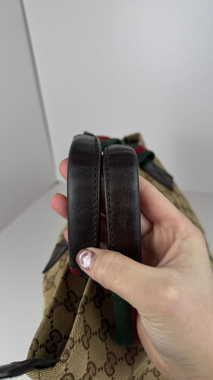 Gucci Web Zip Tote GG Canvas