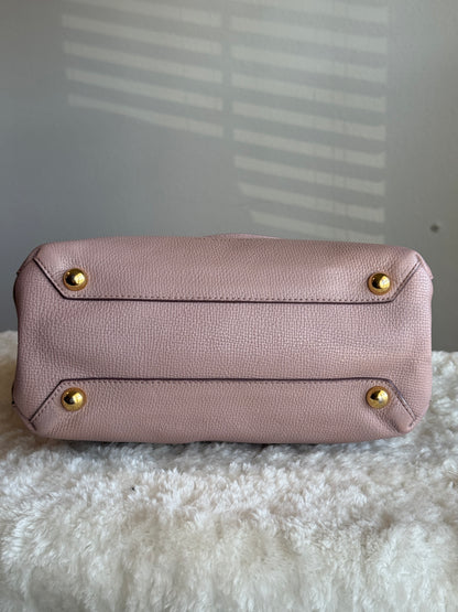 BURBERRY Banner Tote Leather and House Check canvas Small