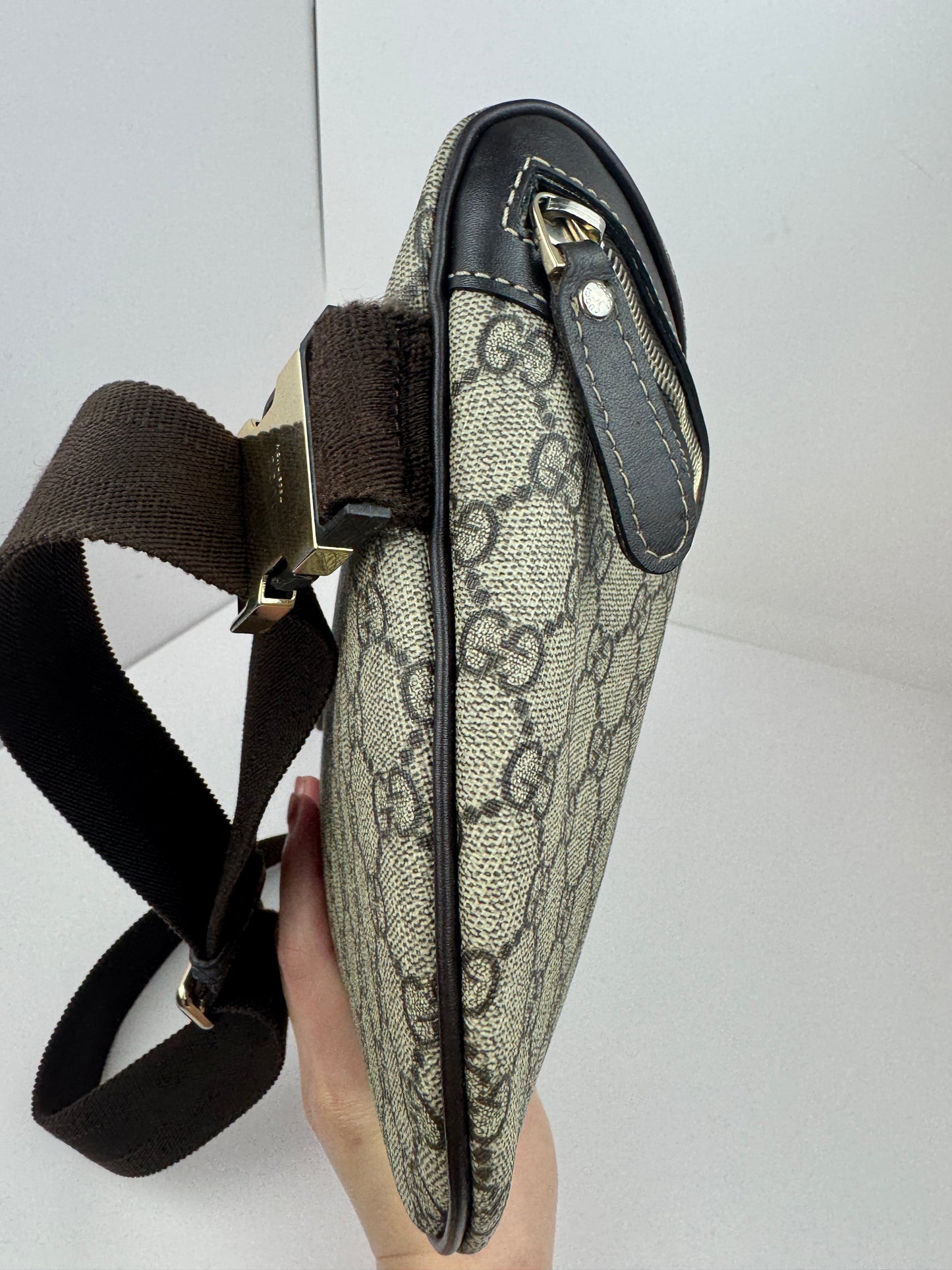 Gucci Belt Bag Coated Canvas GG Brown
