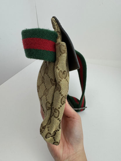 Gucci Web Stripe Belt Bag GG Canvas Brown