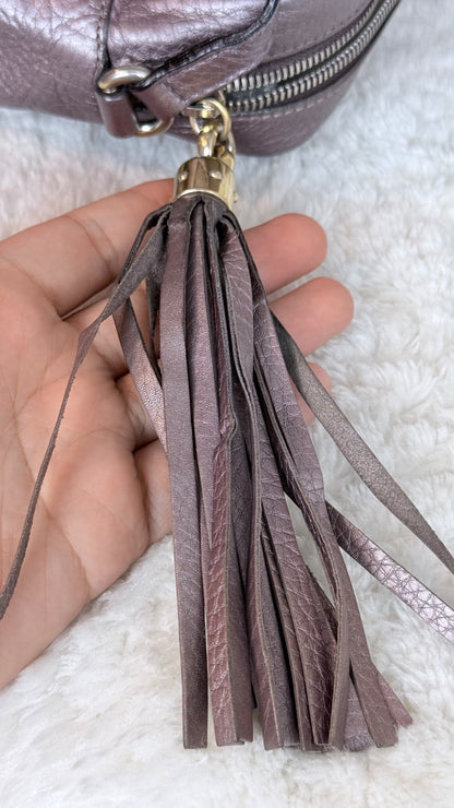 GUCCI Soho Disco Leather Purple Metallic Crossbody