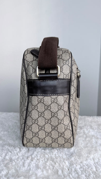 GUCCI Front Zip Camera GG Coated Canvas Large