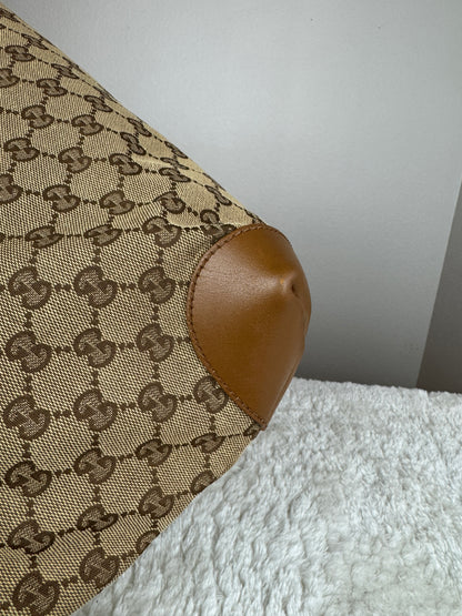 GUCCI Web Flat Messenger GG Canvas Brown
