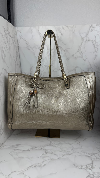 Gucci Bella Metallic Leather Tote Bag
