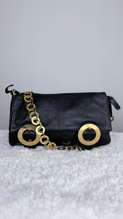 FENDI shoulder FF Leather Black
