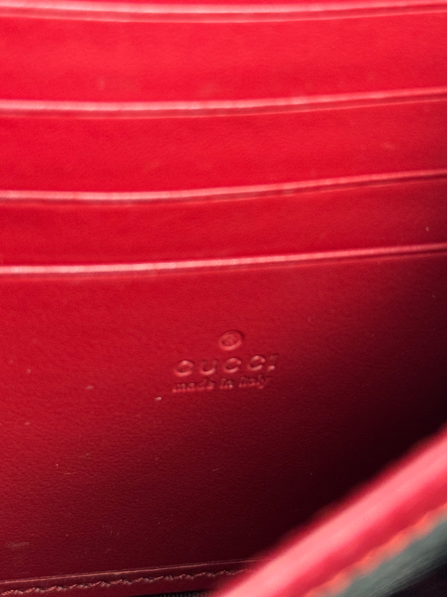 GUCCI GG Marmont Chain Wallet Matelasse Leather Red