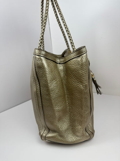 Gucci Bella Tote Leather Metallic Gold