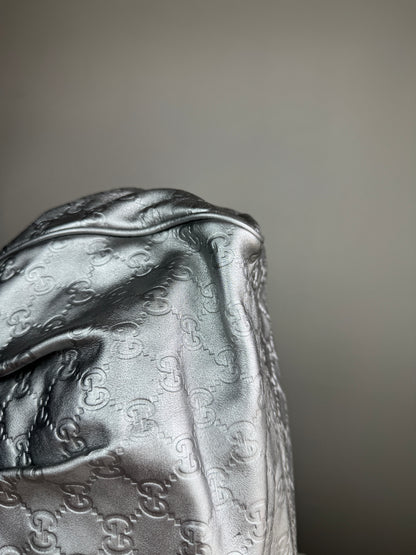 GUCCI sukey Guccissima Leather  Metallic Silver