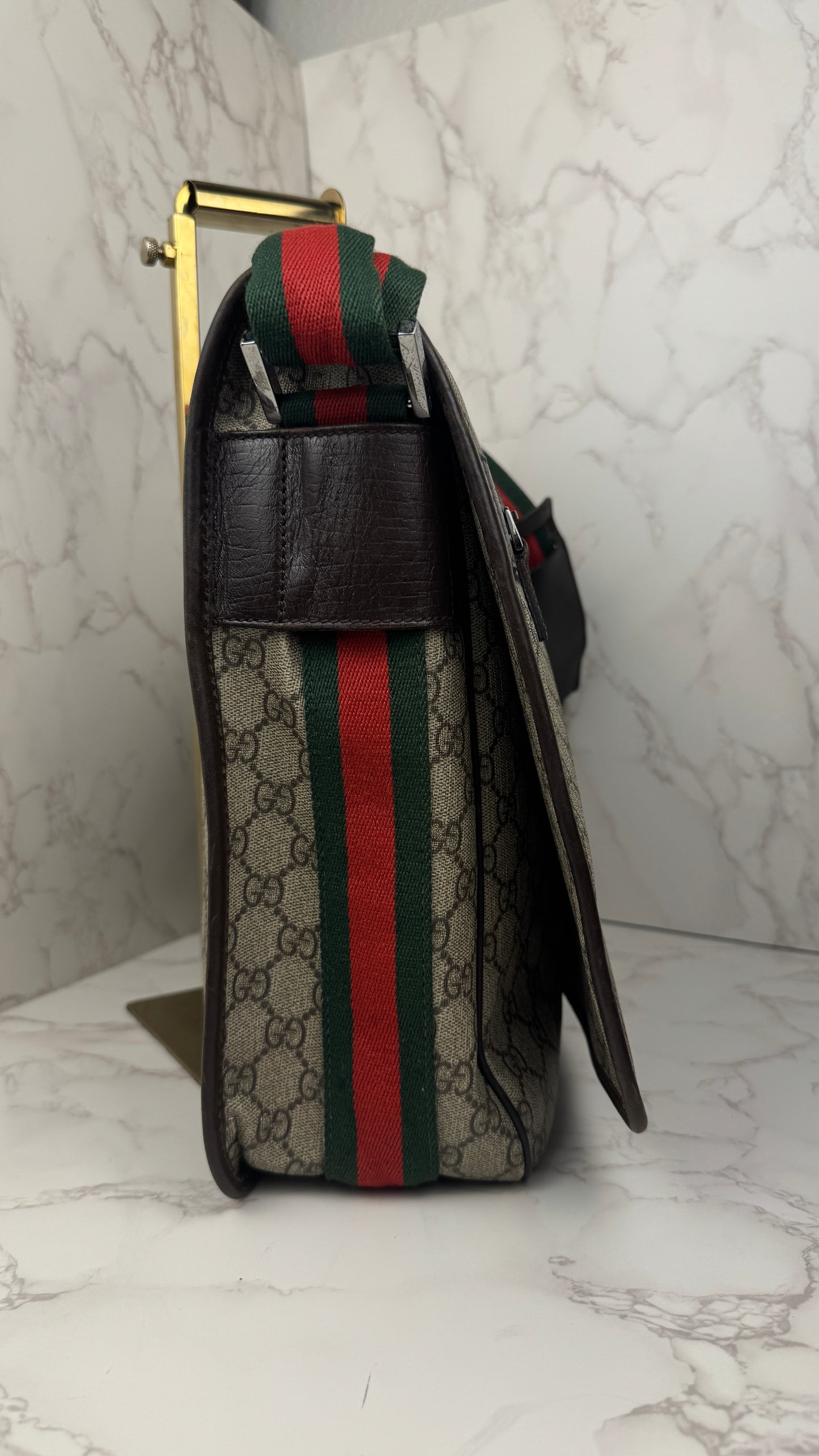 Gucci Messenger Web Strap Coated Canvas Bag