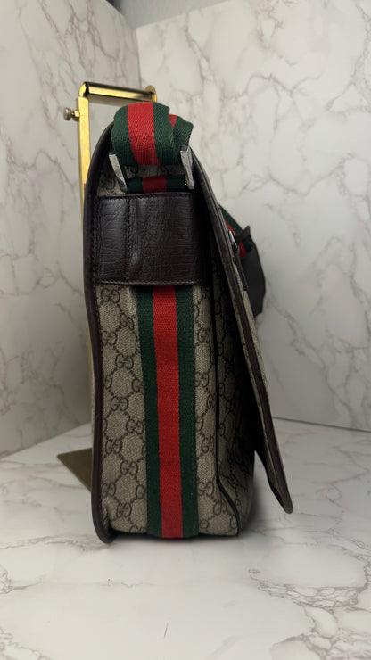 Gucci Messenger Web Strap Coated Canvas Bag