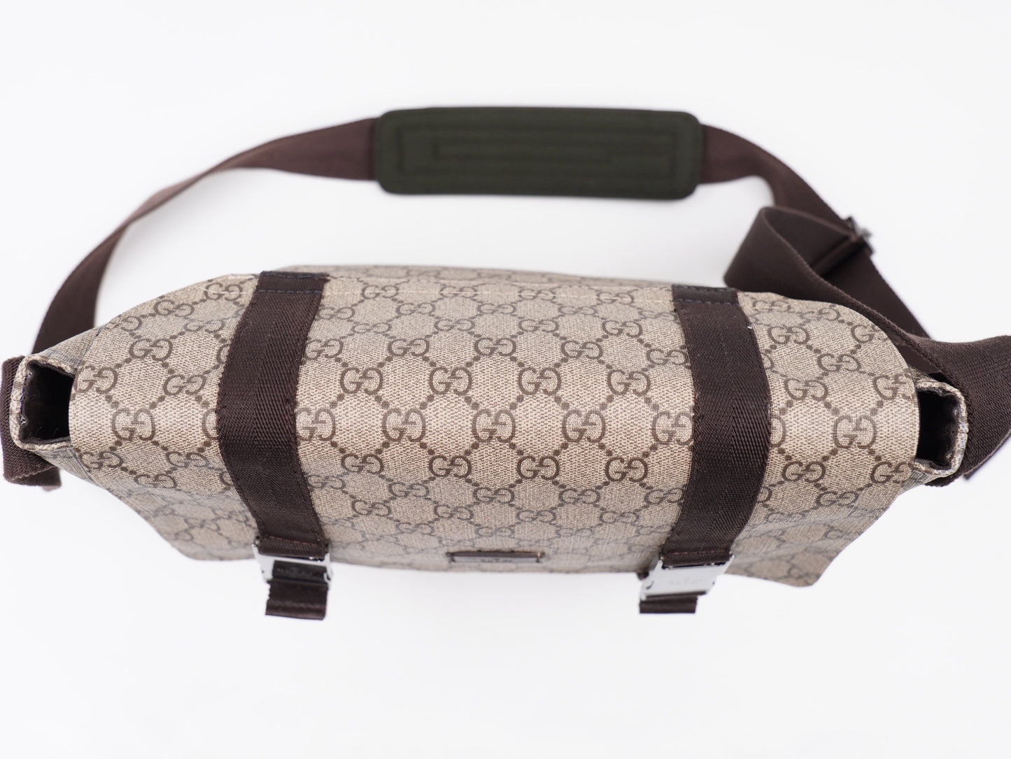 Gucci Double Buckle Messenger Bag GG Coated Canvas