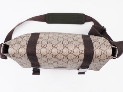 Gucci Double Buckle Messenger Bag GG Coated Canvas