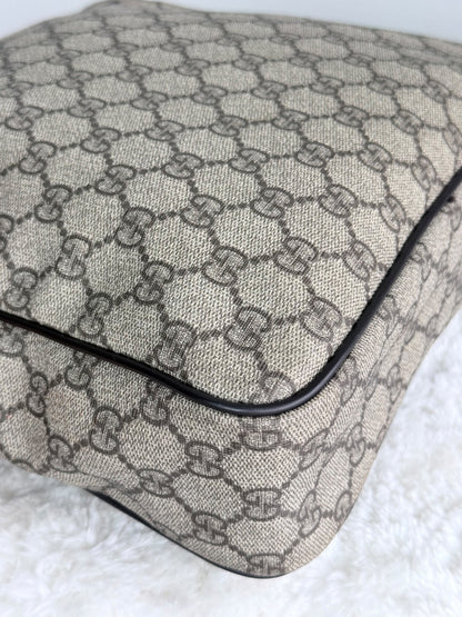 GUCCI Front Zip Messenger GG Coated Canvas Brown