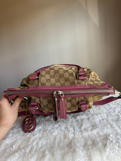 GUCCI Sukey Top handle with Strap GG Canvas Pink