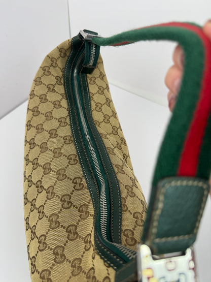 Gucci Hobo Shoulder Bag Sherry Line Strap Green