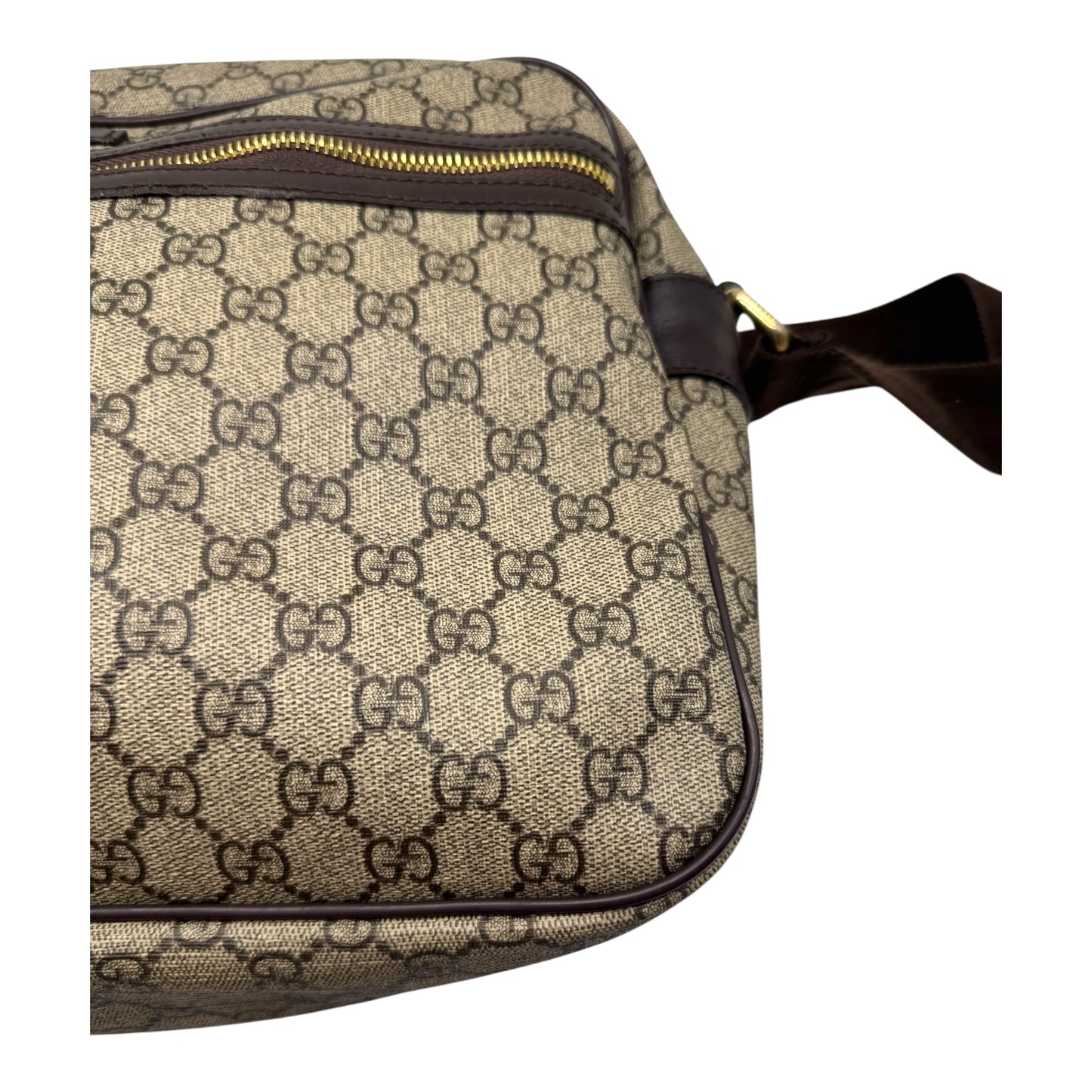 Authentic Gucci Front Zip camera Bag GG Coated