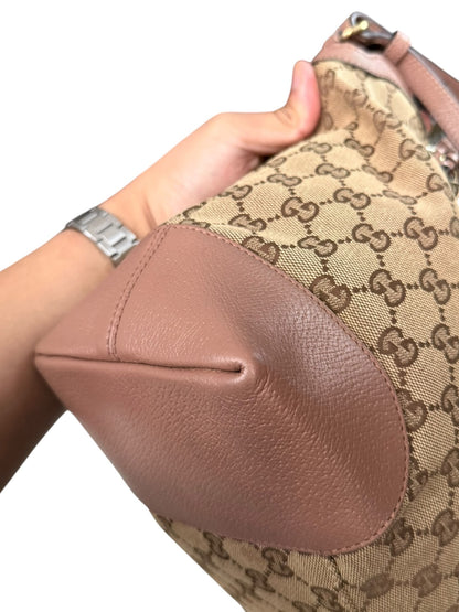 Gucci Bree convertible top handle bag GG Canvas medium pink