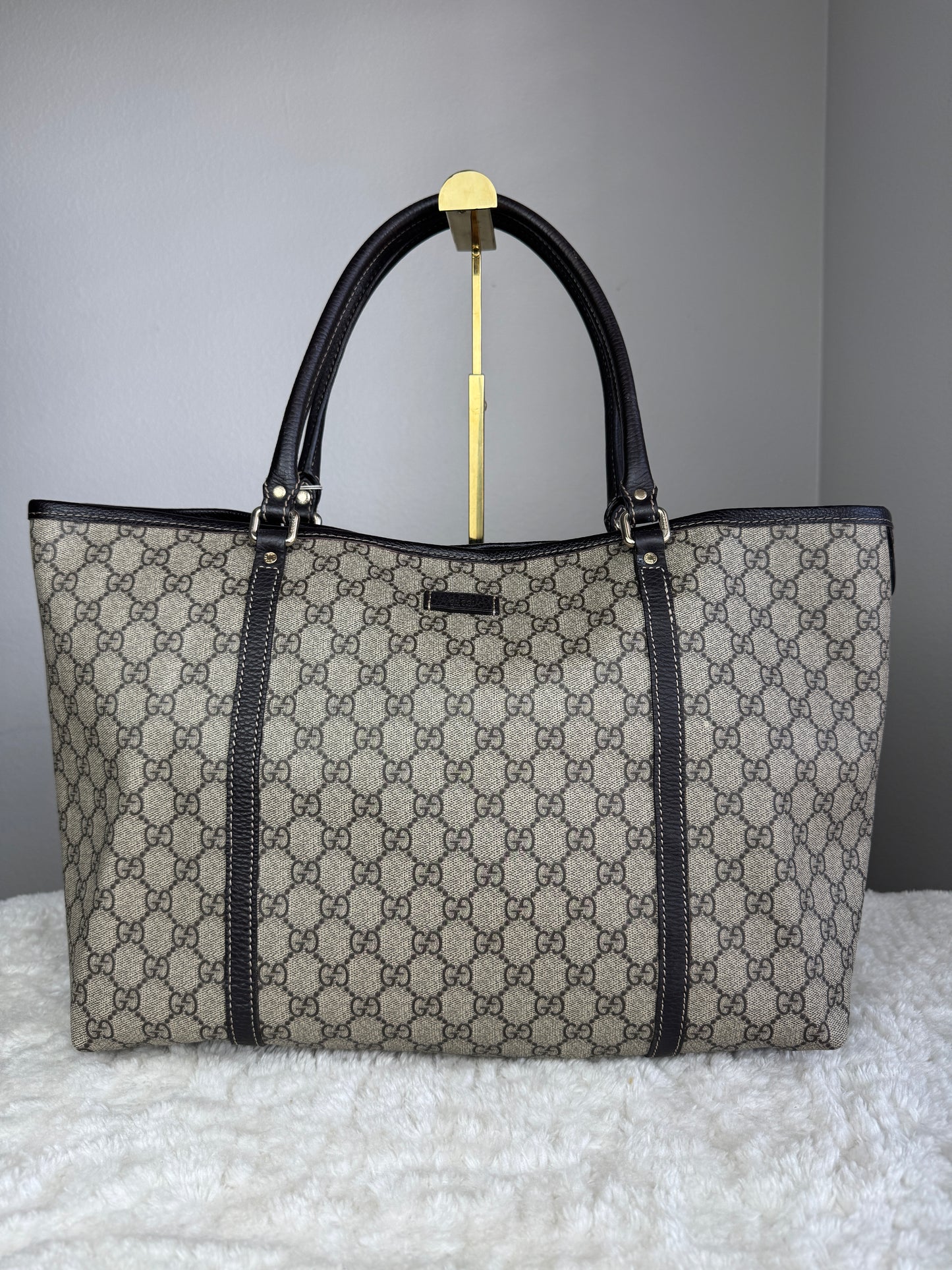GUCCI Shopping Tote GG Coated Canvas Brown