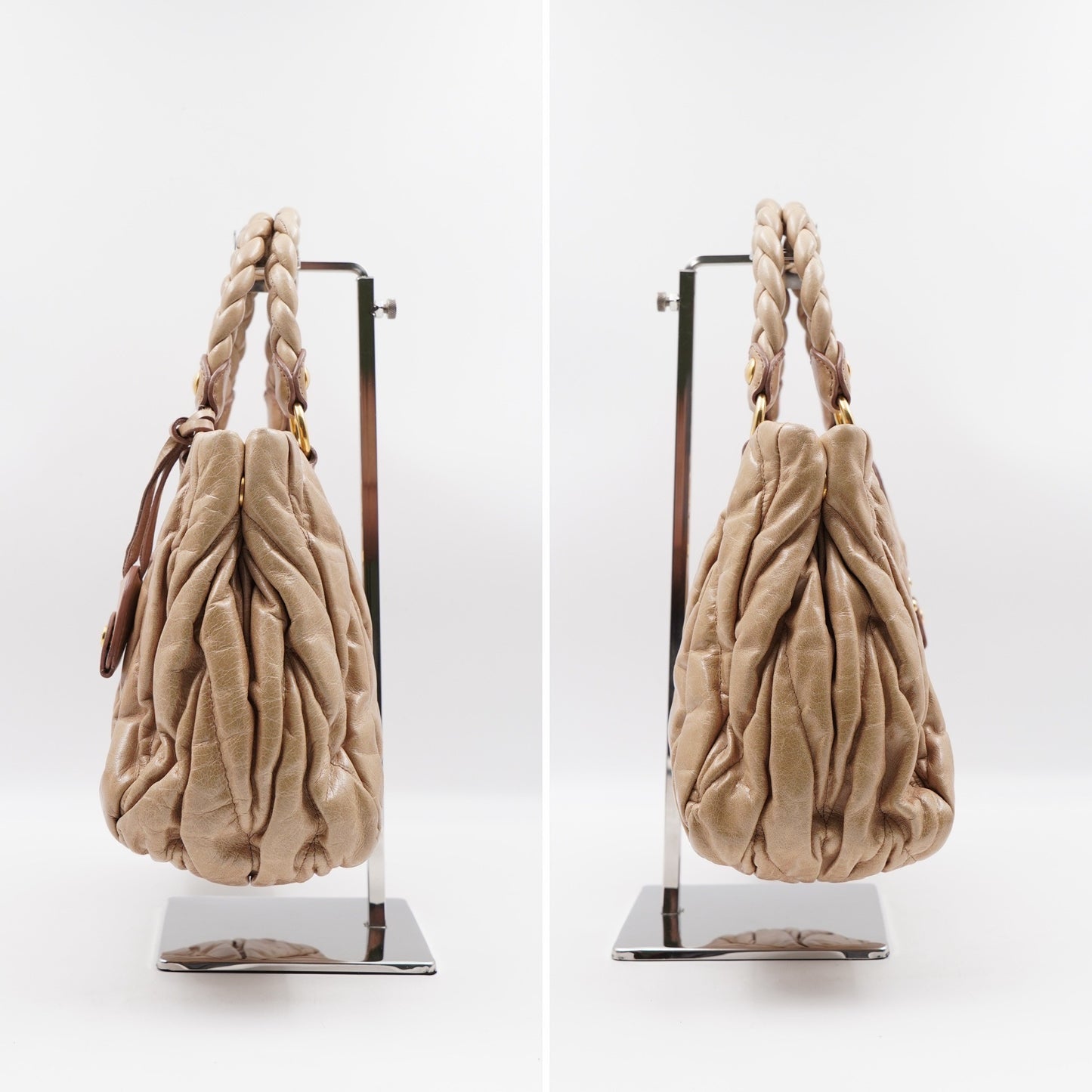 Miumiu Matelassé Leather Handbag Beige