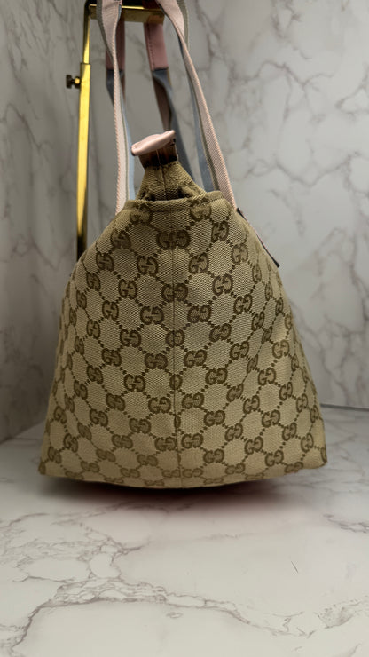 Gucci Web Tote Pink&Blue GG Canvas