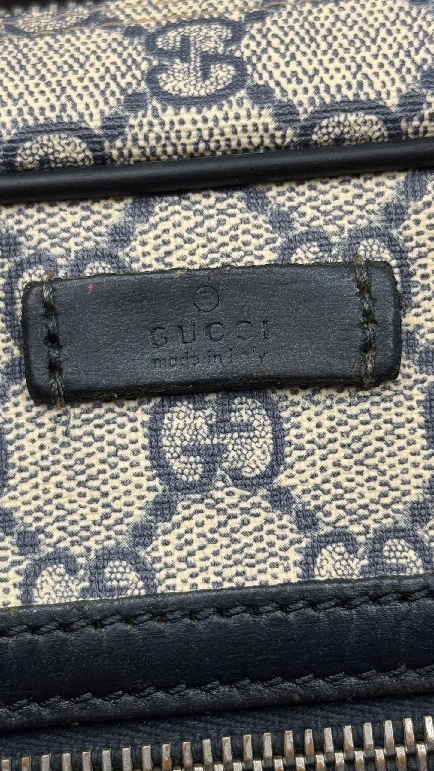 Gucci Front Zip Messenger GG Coated Canvas Navy
