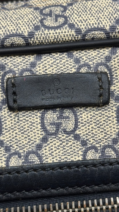 Gucci Front Zip Messenger GG Coated Canvas Navy
