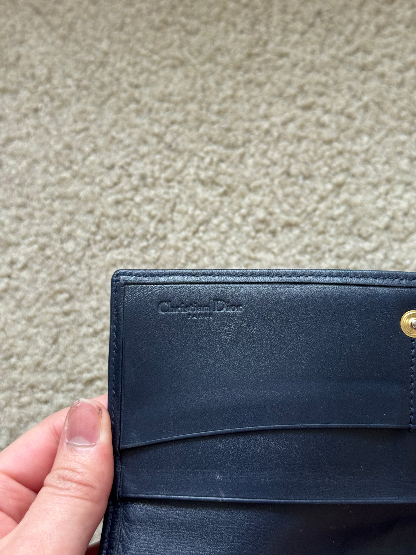 Christian Dior Trotter long wallet in navy blue Monogram