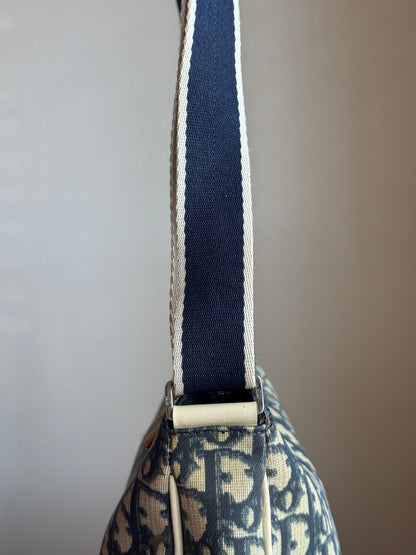 CHRISTIAN DIOR Vintage Girly Zip Messenger Bag Diorissimo Coated Canvas