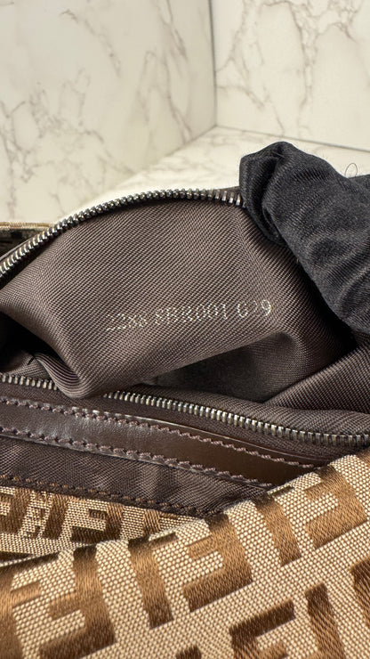 Fendi Mama Baguette Zucca FF Canvas Shoulder Bag Brown