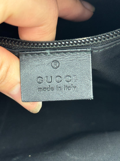 GUCCI Web Wrislet Clutch GG Coated Canvas Black