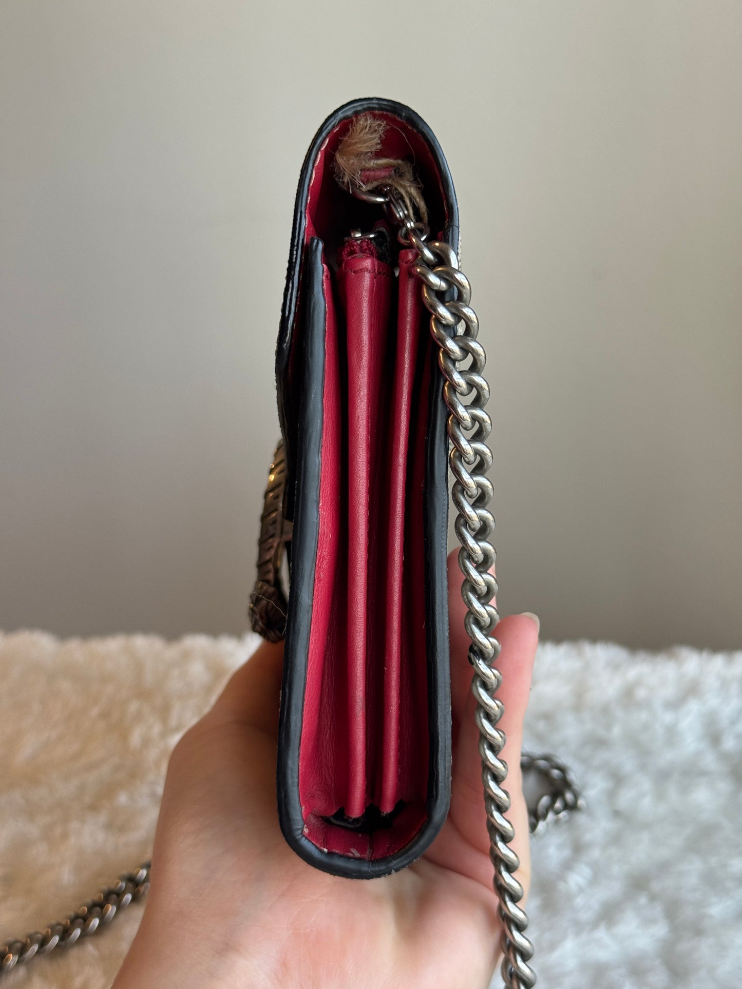 GUCCI Dionysus Chain wallet GG  Coated Canvas Small