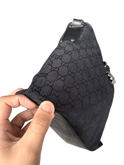 Gucci Piston Lock Shoulder bag GG Canvas Black