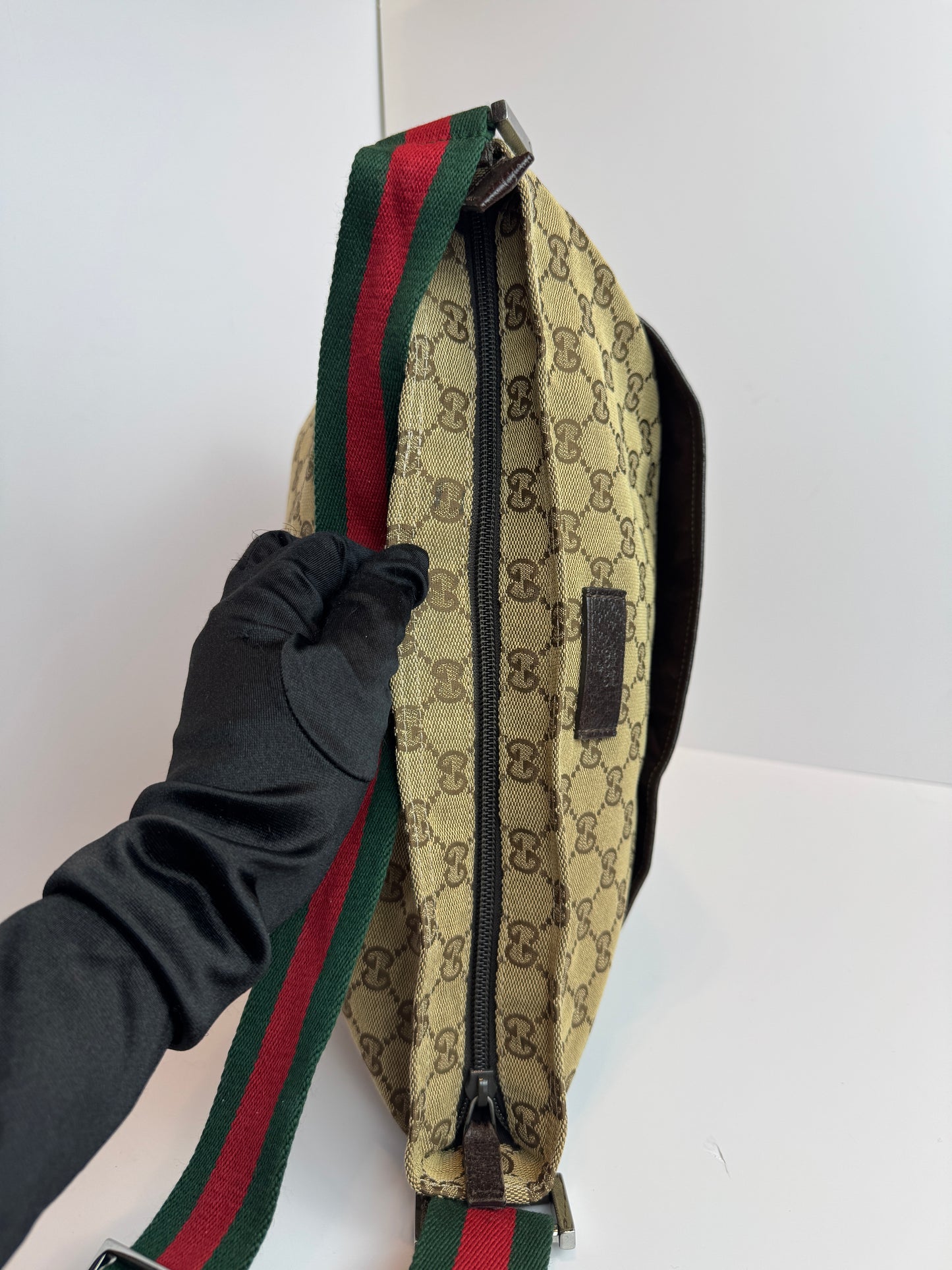 GUCCI Web Stripe GG Canvas Brown