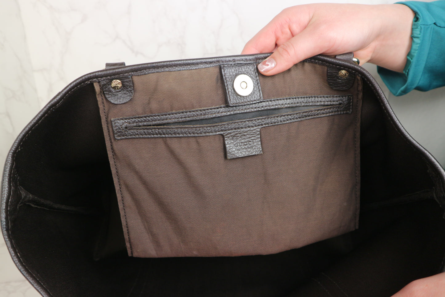 Gucci Shopping Tote Medium GG Supreme Coated Canvas Dark Brown