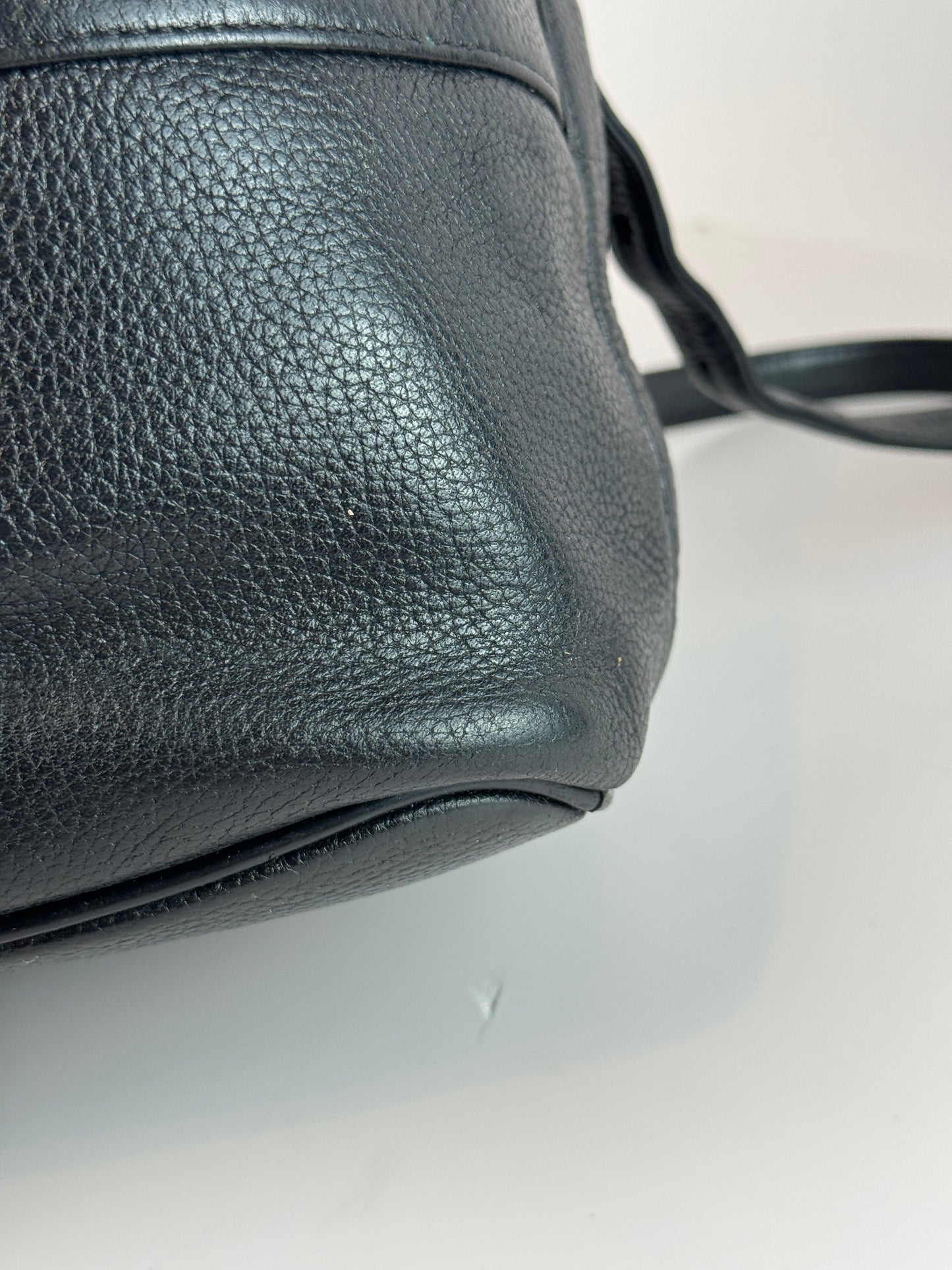 MCM Black Leather Drawstring Bucket bag