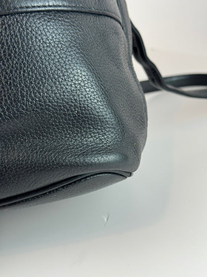 MCM Black Leather Drawstring Bucket bag